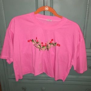 Vintage embroidered pink crop top